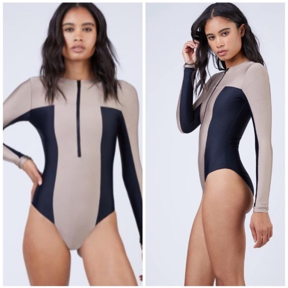 Anthro PilyQ Colorblock RashGuard One Piece Swim - Picture 3 of 10